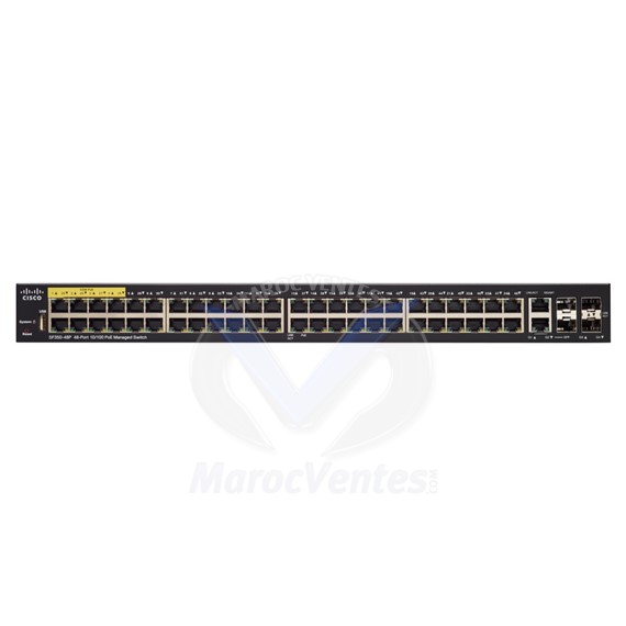 Switch manageable PoE+ 48 ports 10/100+ 2 ports combinés Gigabit Ethernet et SFP SF350-48P-K9-EU