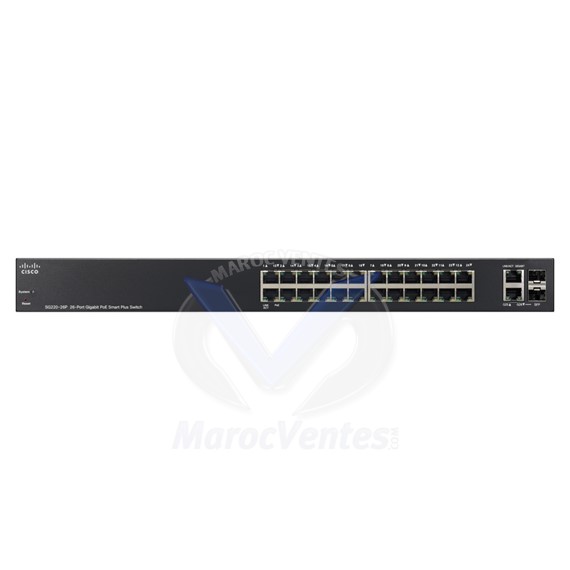 Switch 24 ports Smart PoE Gigabit Plus 2 ports combinés Gigabit SG220-26P-K9-UK