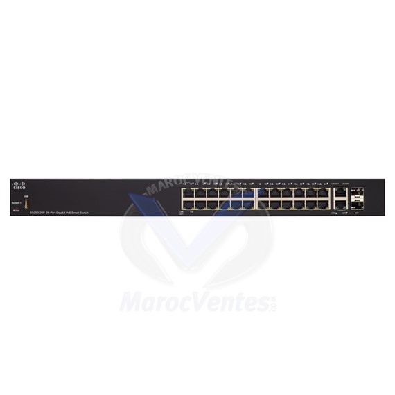 Switch 24 x 10/100/1000 (PoE+) + 2 x SFP Gigabit combiné SG250-26P-K9-EU