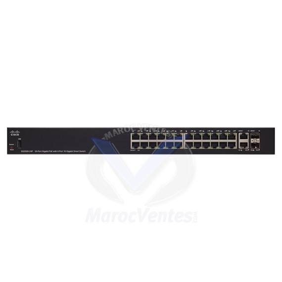 Switch 24 x 10/100/1000 (PoE+) + 2 x 10 Gigabit Ethernet + 2 x 10 Gigabit SFP+ SG250X-24P-K9-UK