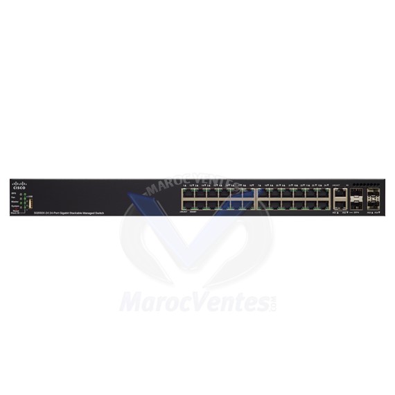 Switch 24 x 10/100/1000 + 2 x SFP+ 10 Go + 2 x 10GBase-T combo SG550X-24-K9-EU