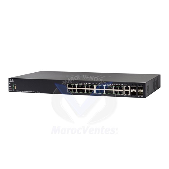 Switch 24 x 10/100/1000 (PoE+) + 2 x combo 10 gigabits SFP+ + 2 x 10 Gigabit SFP+ SG550X-24P-K9-EU