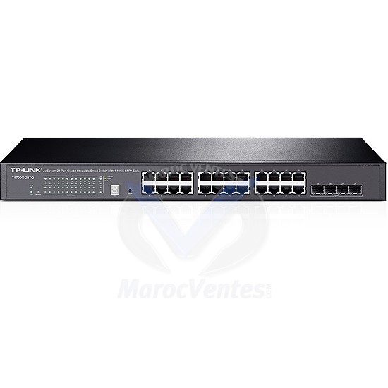 Smart Switch administrable Stackable 24 Ports Gigabit et 4 Ports 10G SFP+  Niveau 2+ T1700G-28TQ