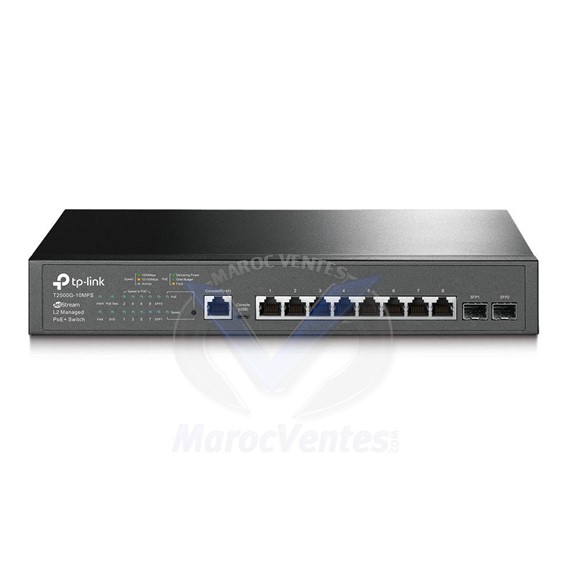 8 x 10/100/1000 (PoE+) + 2 x Gigabit SFP Géré T2500G-10MPS