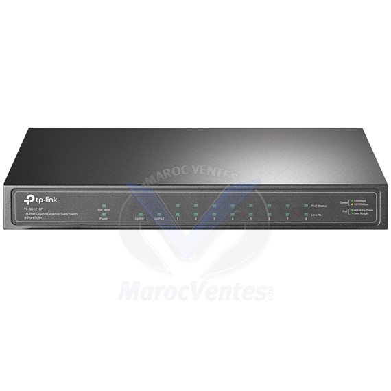 Commutateur de bureau 10 ports Gigabit avec PoE + 8 ports TL-SG1210P