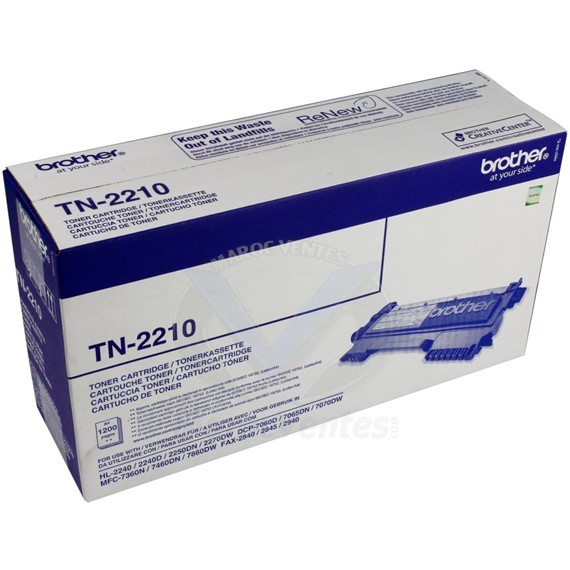 Cartouche de toner noire imprime 1 200 pages TN-2210