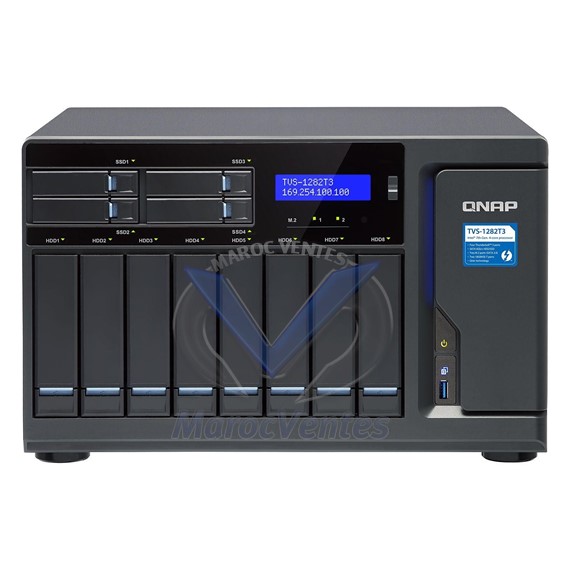 Serveur NAS Thunderbolt 8 baies 3.5"/2.5" + 4 baies 2.5" I7-7700 32 Go TVS-1282T3-i7-32G