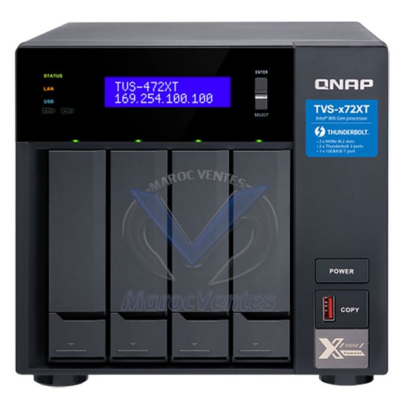 Serveur NAS 4 baies 4GB DDR4 .5"/2.5" SATA 6Gb/s TVS-472XT-PT-4G