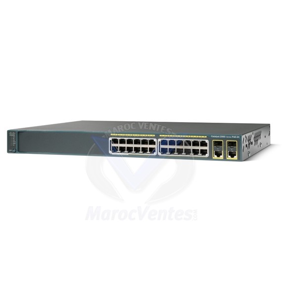 Catalyst Switch 2960-24PC Layer 2 - 24 ports PoE 10/100 - 2 x T / SFP Image de base du réseau local Géré WS-C2960+24PC-L