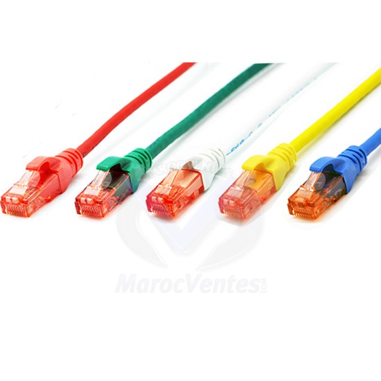 Câble Réseau 1 m CAT6 Rouge Jaune Vert Gris Câble Réseau