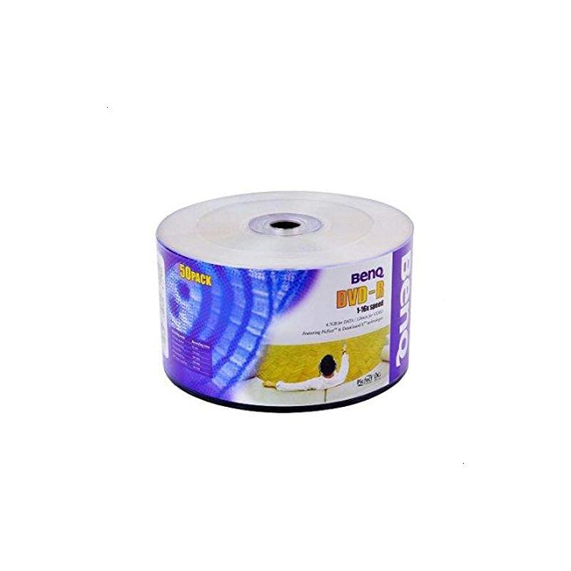 BenQ DVD-R 4.7GB 120Min 16x Inkjet Printable Box 50pcs Pack DVD-R-4.7GB-16X