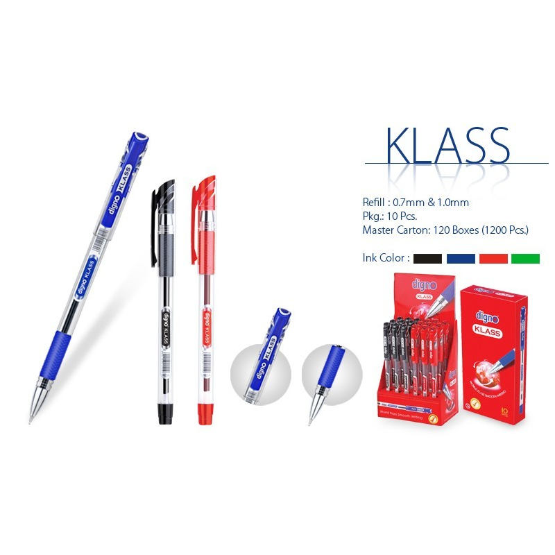 Stylo à bille DIGNO KLASS bleu en boite de 10 unités KLASS