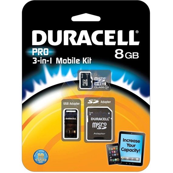 DURACELL Carte Micro SD CL10 3IN 1 8GB DU-3IN1C1008G-R