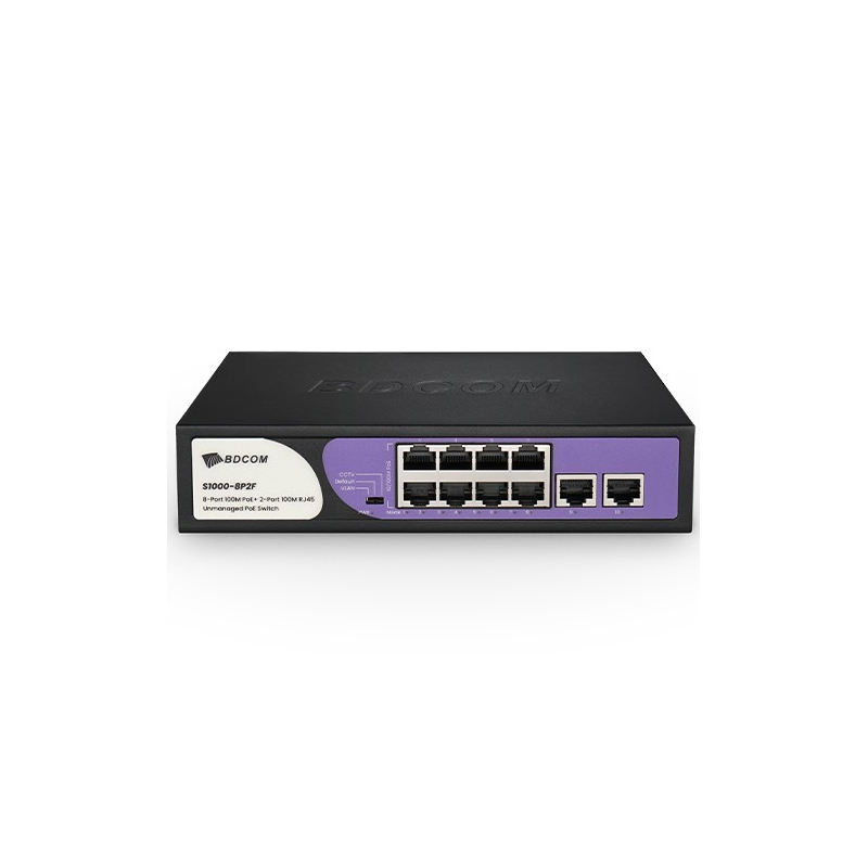 Switch PoE non administrable 8 ports 100 Mbits/s + 2 ports RJ45 100 Mbits/s S1000-8P2F